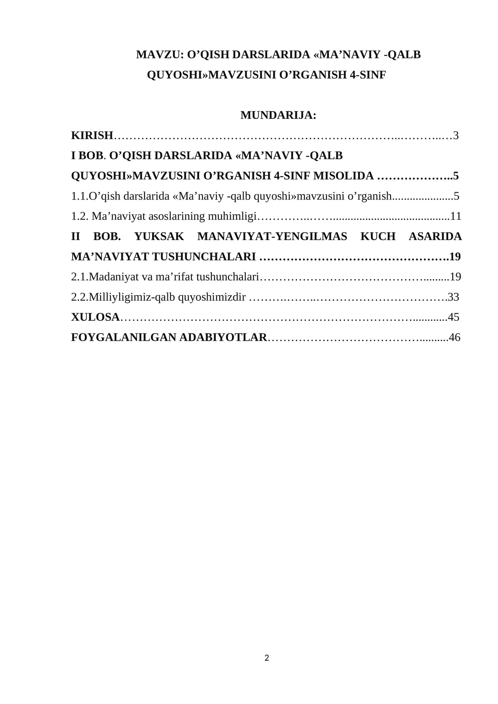 O’QISH DARSLARIDA «MA’NAVIY QALB QUYOSHI MAVZUSINI O’RGANISH 4 SINF 1