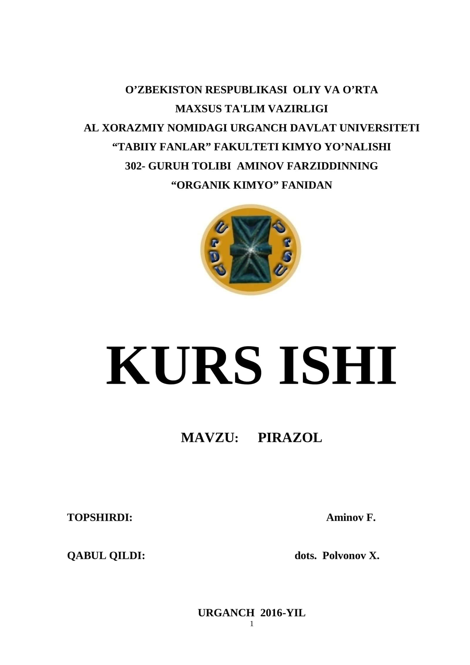 Kurs Ishi: Pirazol 1