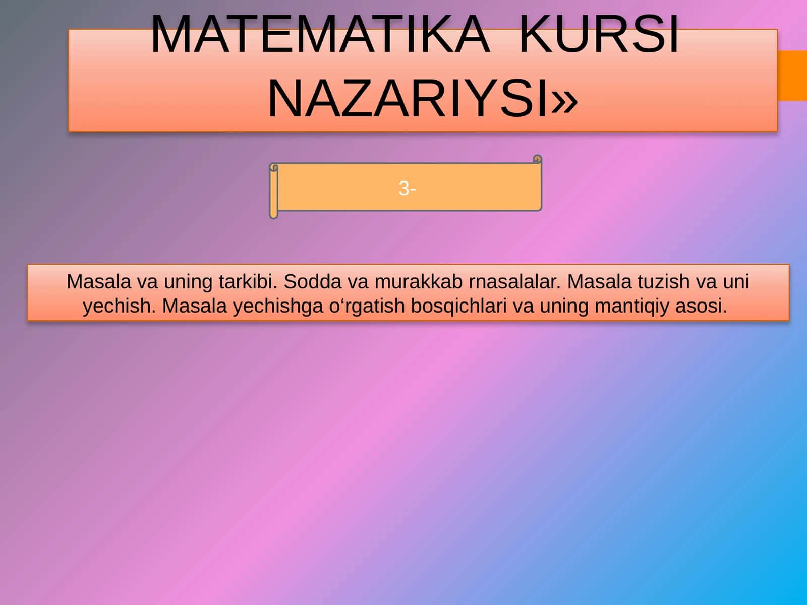 BOSHLANG’ICH MATEMATIKA KURSINAZARIYSI 1