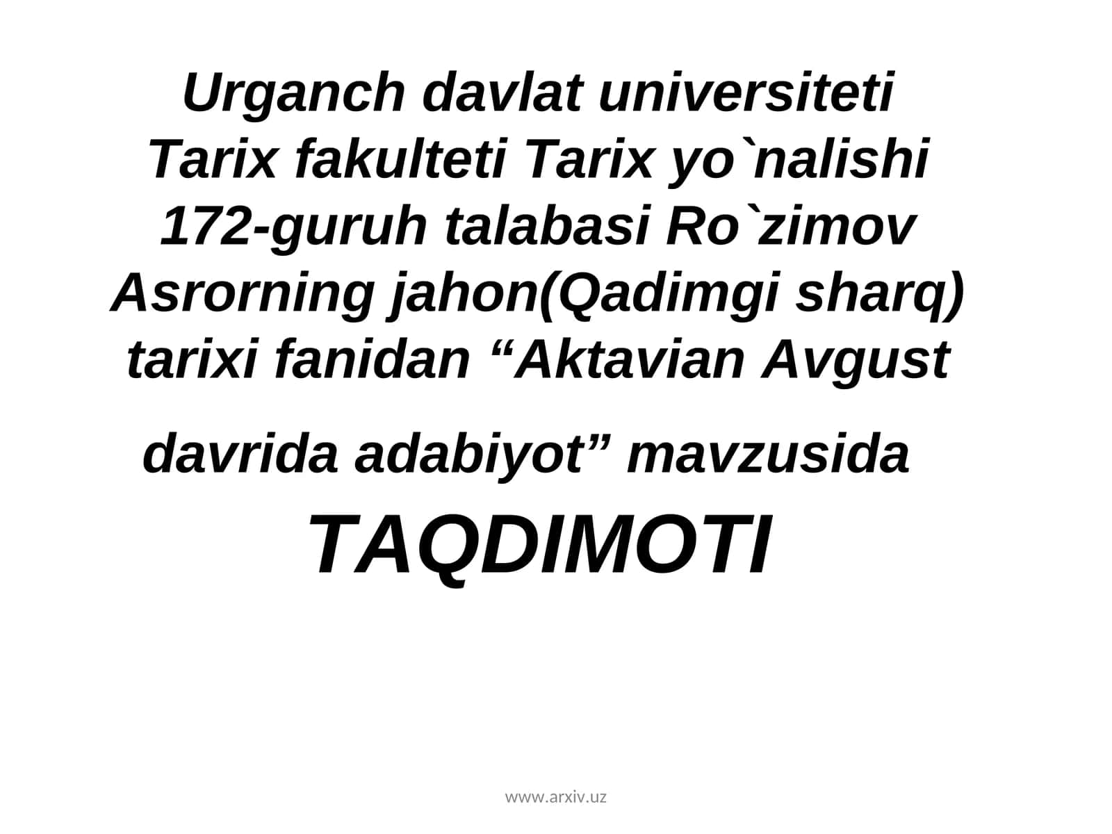 Aktavian Avgust davrida adabiyot 1