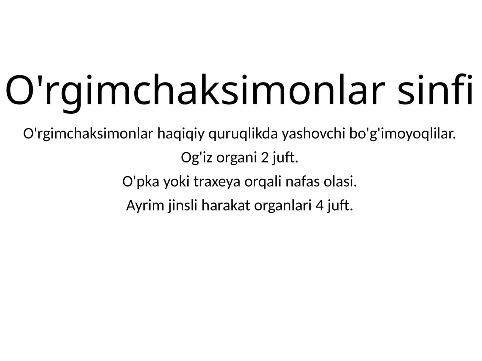 O'rgimchaksimonlar sinfi 1