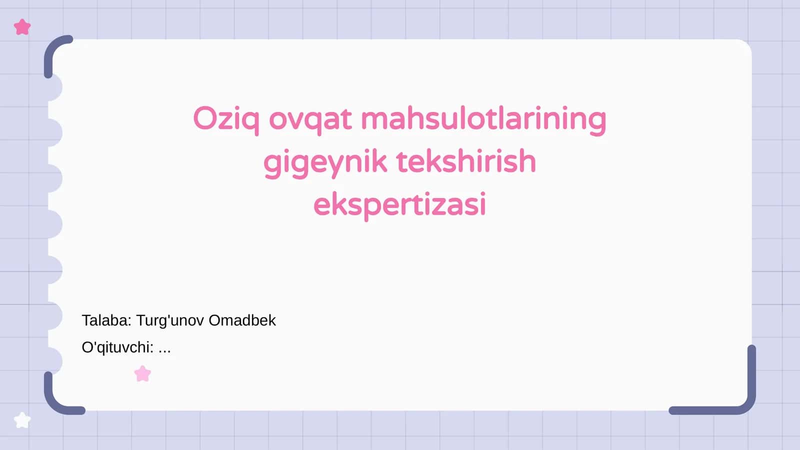 Oziq ovqat mahsulotlarining gigiyenik tekshirish ekspertizasi 1