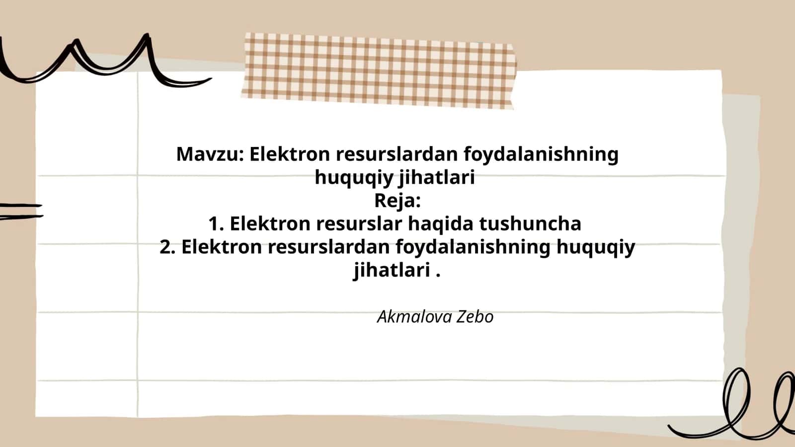 Elektron resurslardan foydalanishning huquqiy jihatlari 1