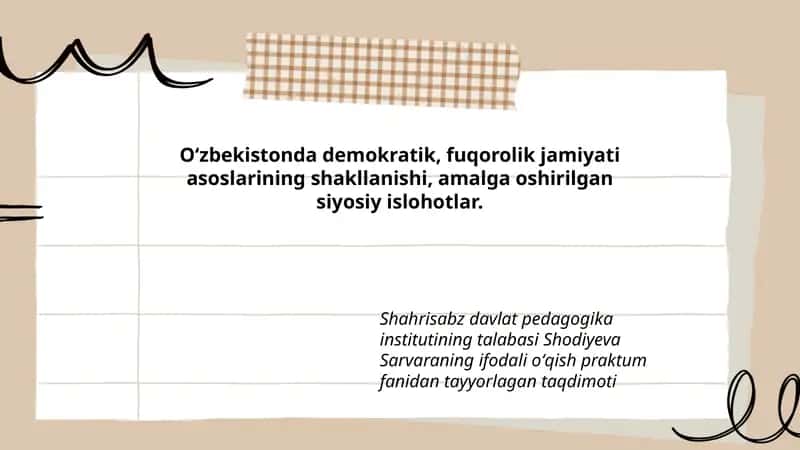 Oʻzbekistonda demokratik, fuqorolik jamiyati asoslarining shakllanishi 1