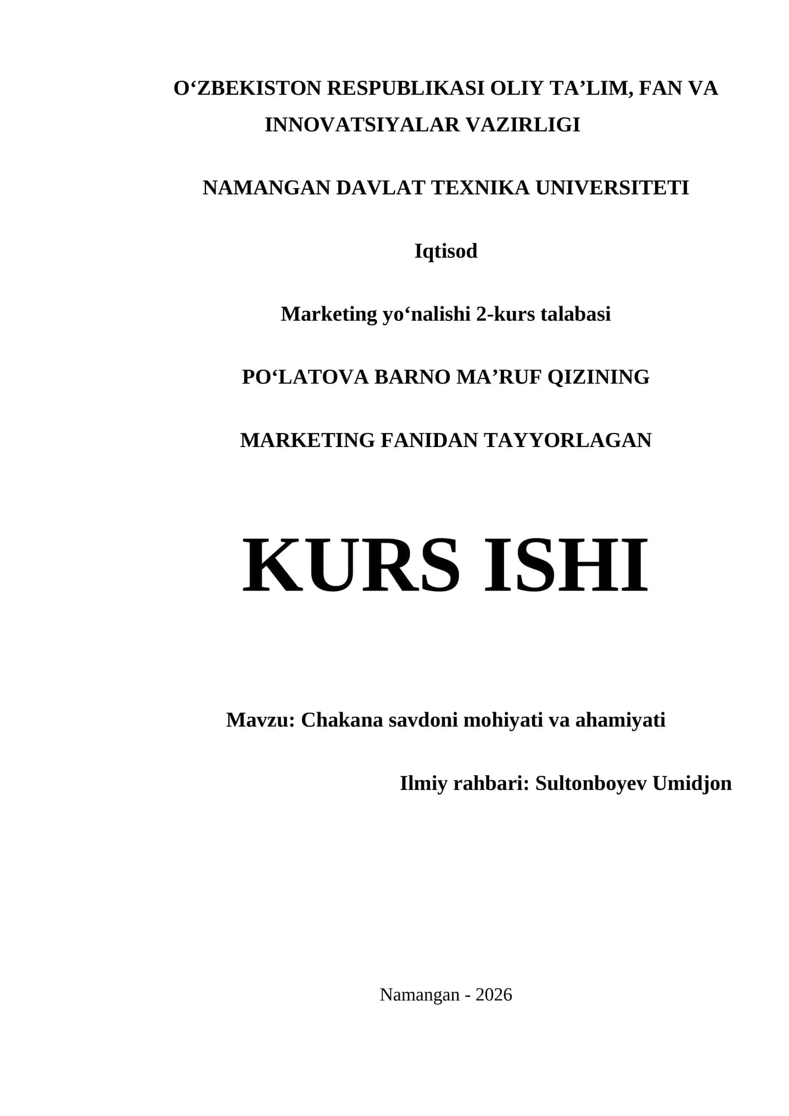 CHAKANA SAVDONI MOHIYATI VA AHAMIYATI 1