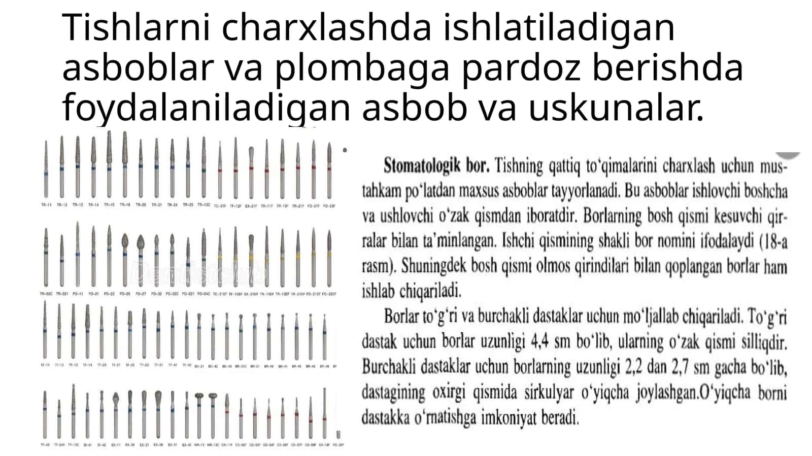 Tishlarni charxlash asborlari 1
