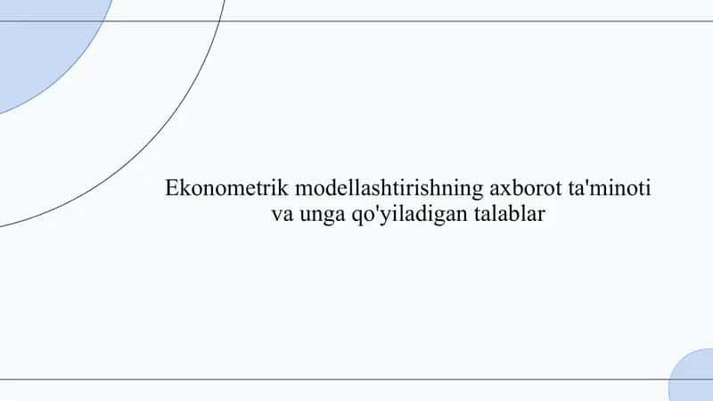 Ekonometrik modellashtirish 1