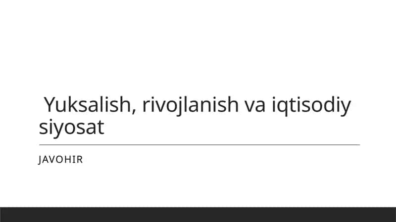 Iqtisodiy o'sish nazariyasi 1