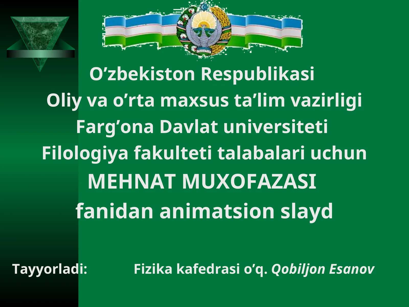 MEXNAT MUXOFAZASI FANINING MAQSADI VA TALABLARI 1