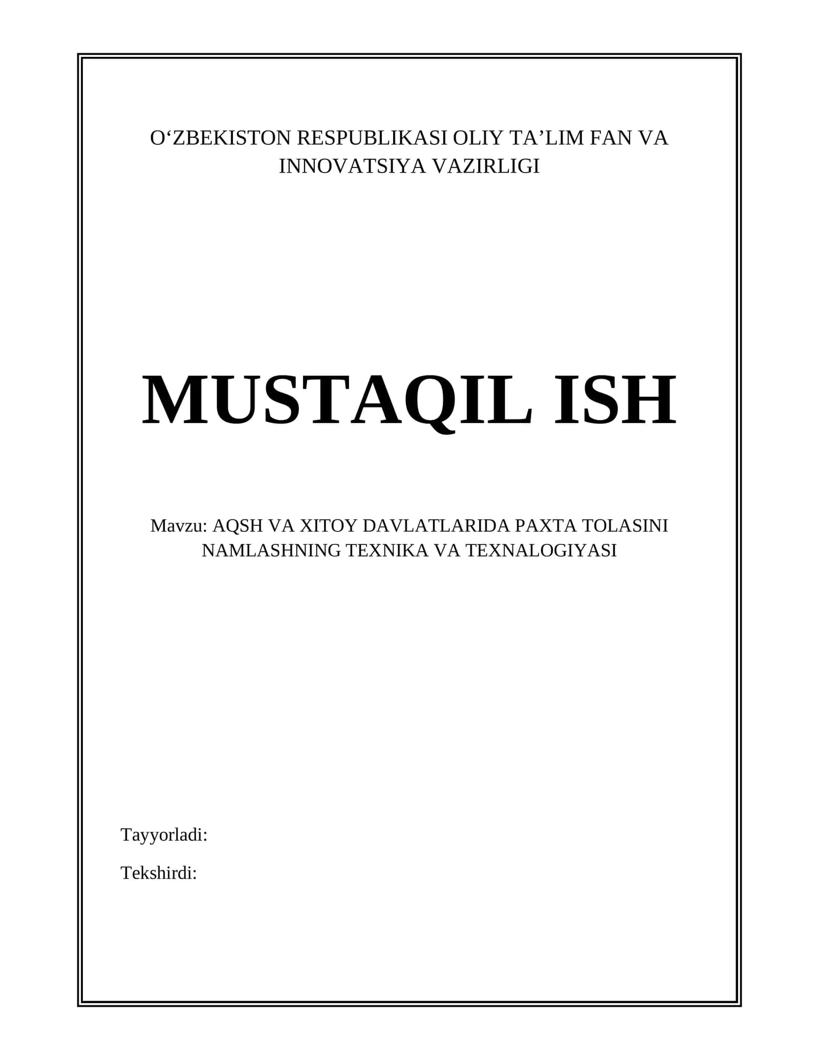 AQSH VA XITOY DAVLATLARIDA PAXTA TOLASINI NAMLASHNING TEXNIKA VA TEXNALOGIYASI 1