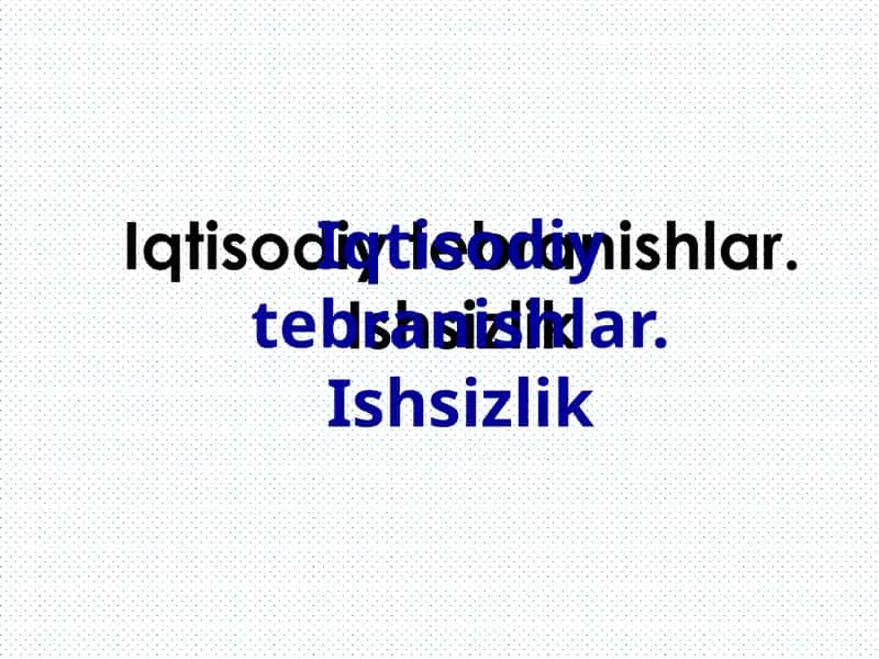 Iqtisodiy davrlar 1