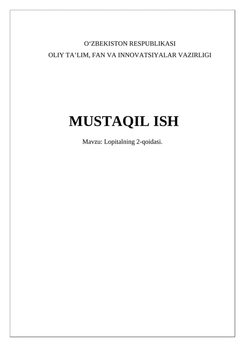 Lopitalning 2-qoidasi 1