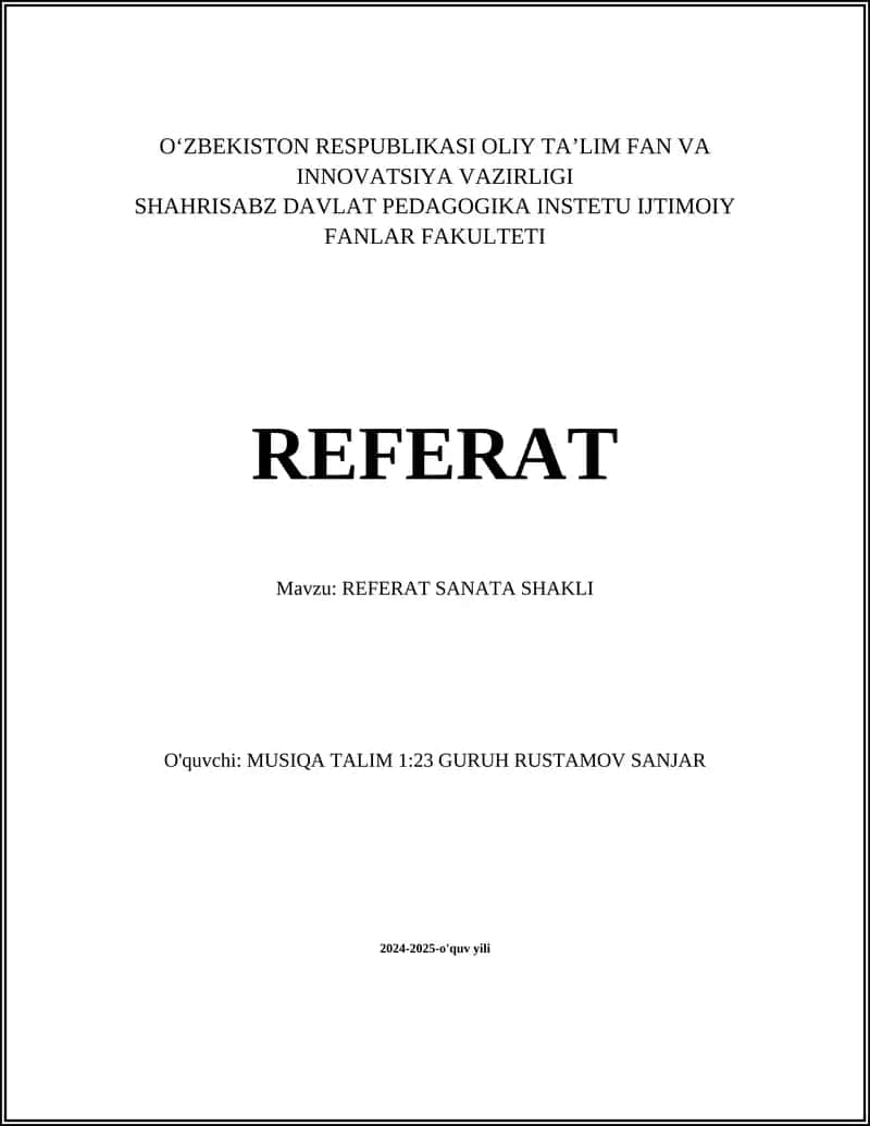REFERAT SANATA SHAKLI 1