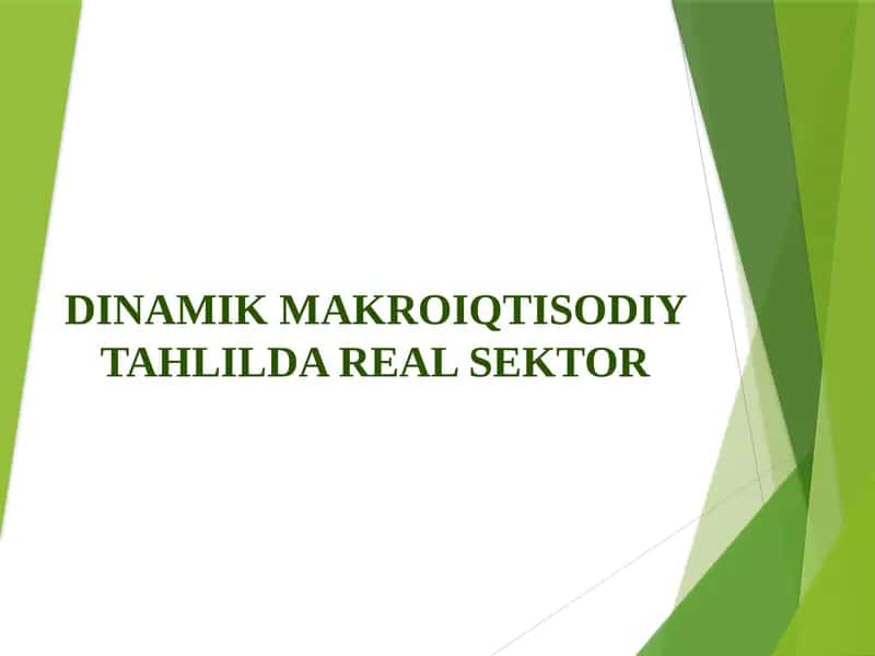 DINAMIK MAKROIQTISODIY TAHLILDA REAL SEKTOR 1