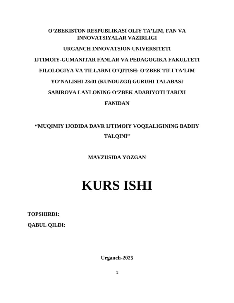 Muqimiy Ijodida Davr Ijtimoiy Voqeliginin Badiyi Talqini 1