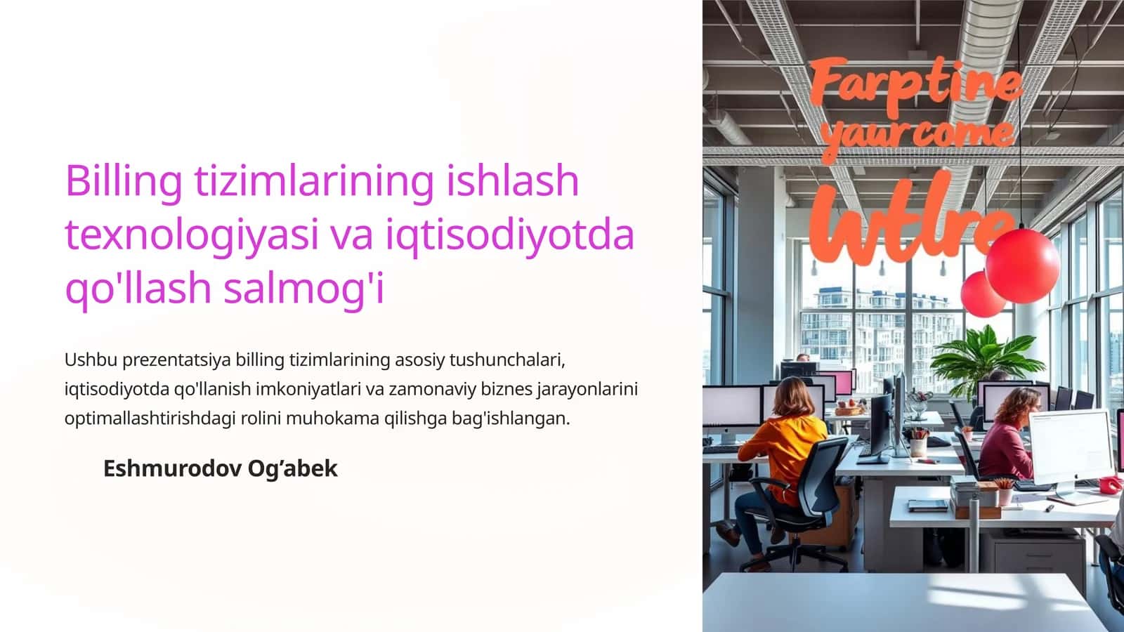 Billing tizimlarining ishlash texnologiyasi va iqtisodiyotda qo'llash salmog'i 1