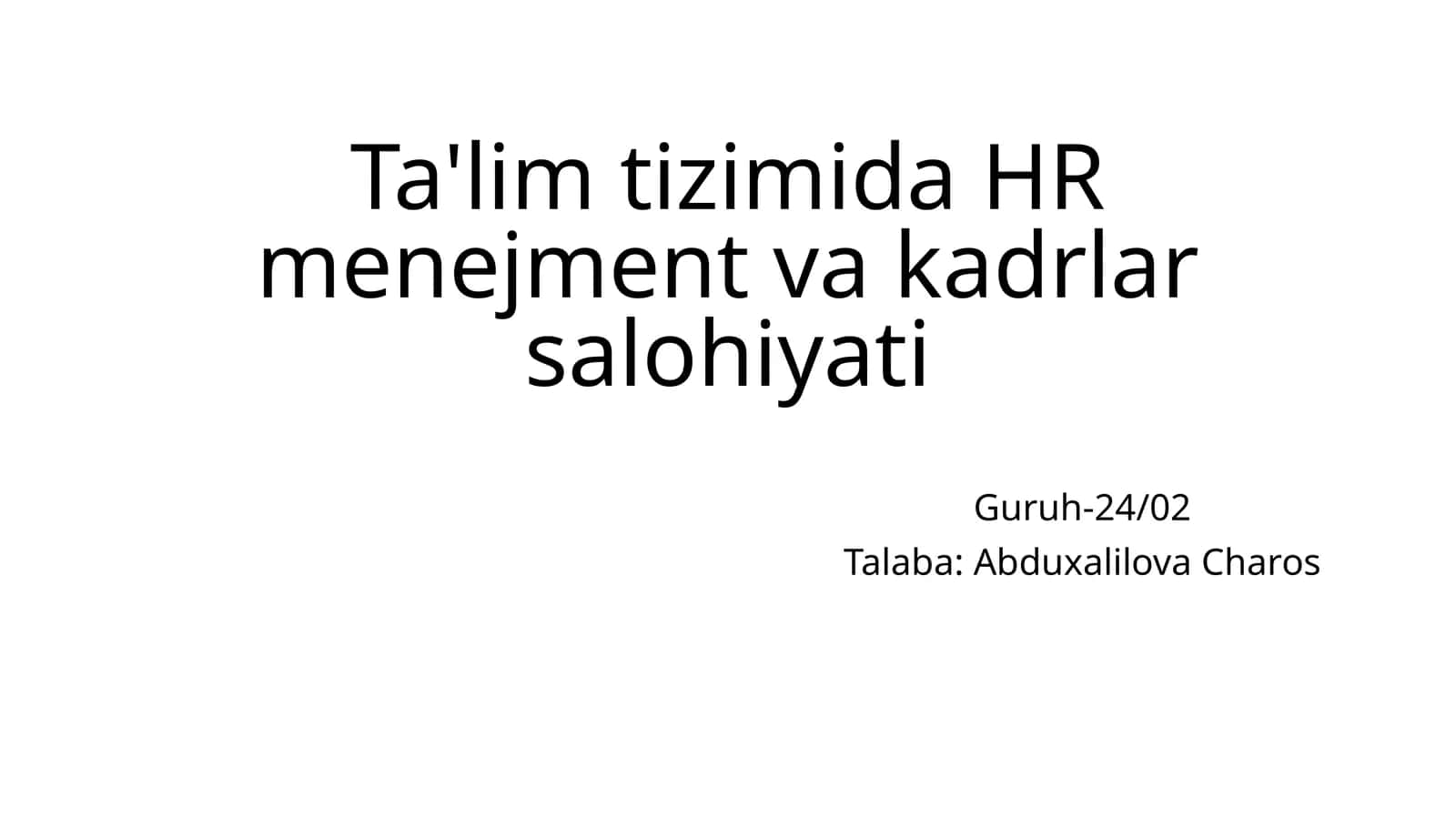 HR menejment va kadrlar salohiyati 1