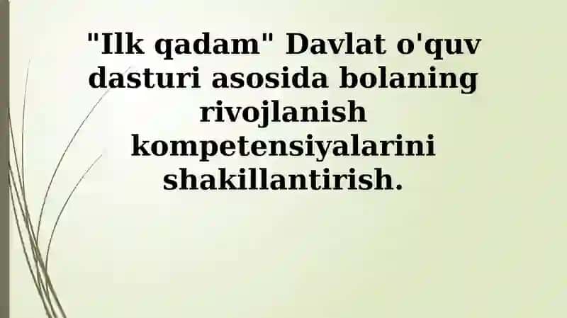 "Birinchi qadam" Davlat o'quv dasturi