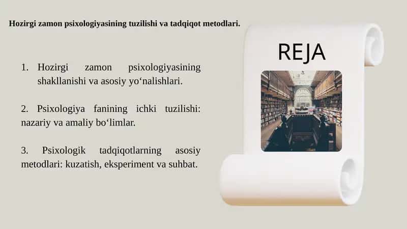 Hozirgi zamon psixologiyasining tuzilishi va tadqiqot metodlari 1
