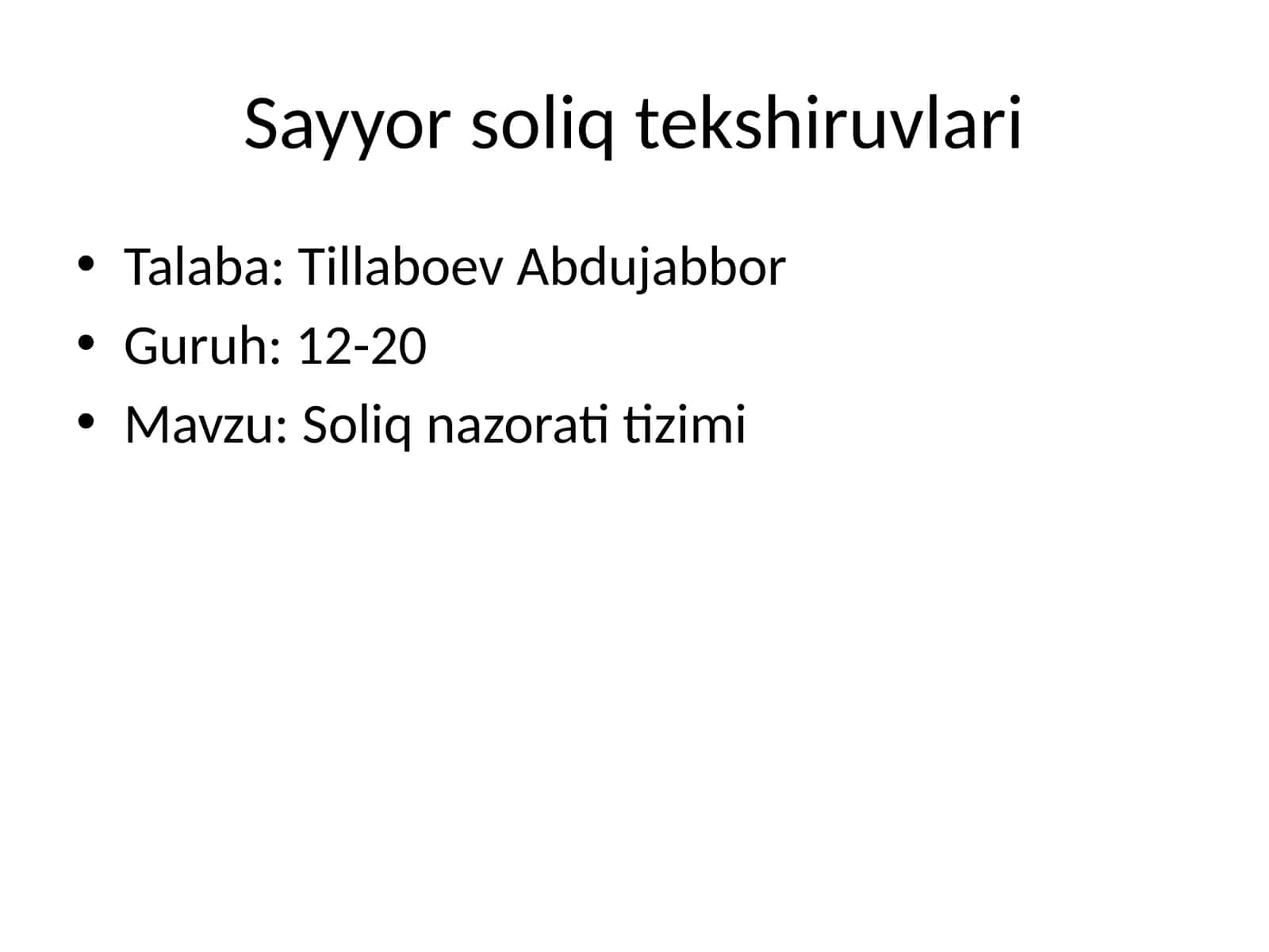 Sayyor soliq tekshiruvlari 1