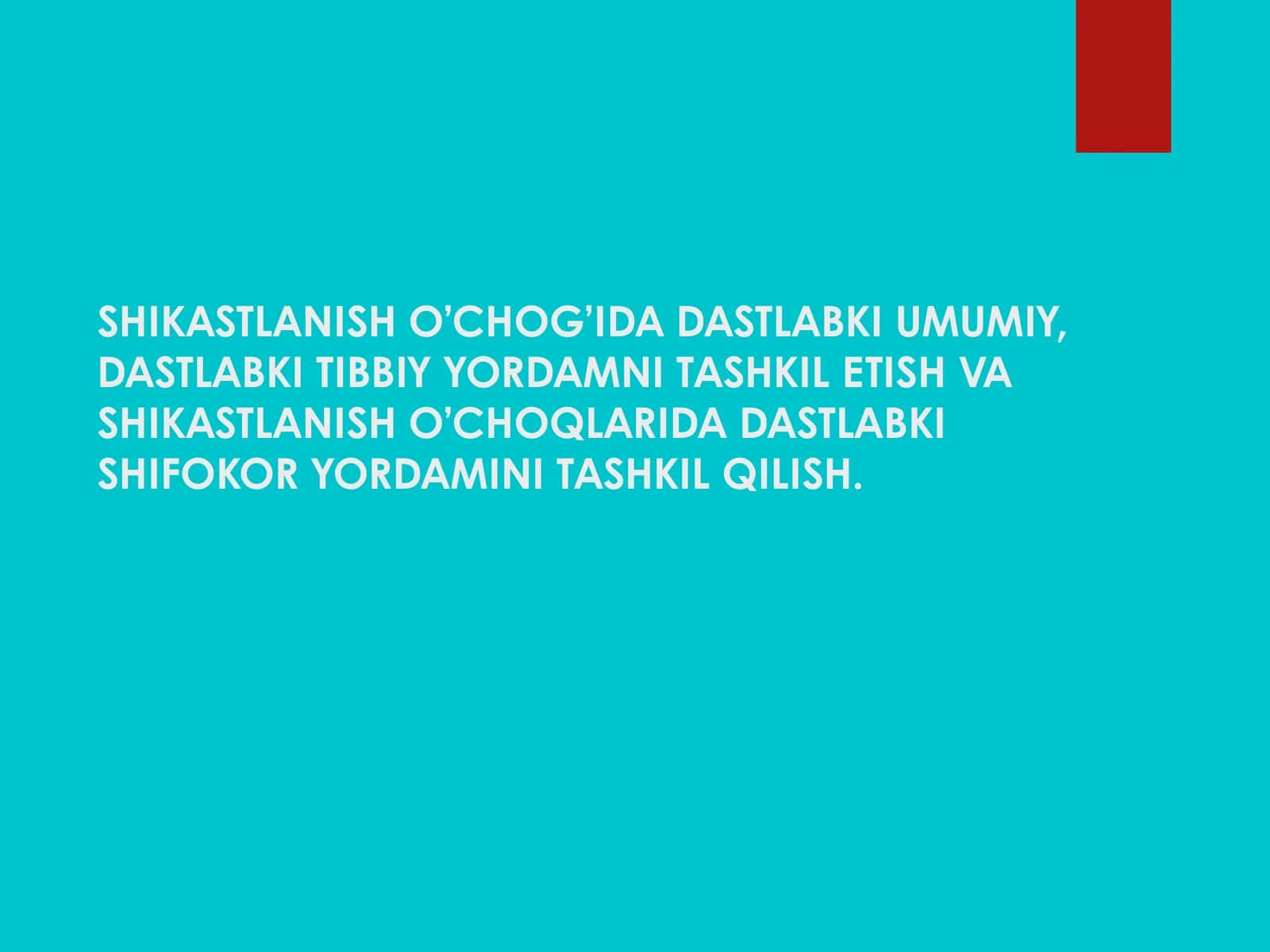 SHIKASTLANISH O’CHOG’IDA DASTLABKI UMUMIY, DASTLABKI TIBBIY YORDAMNI TASHKIL ETISH VA SHIKASTLANISH 1