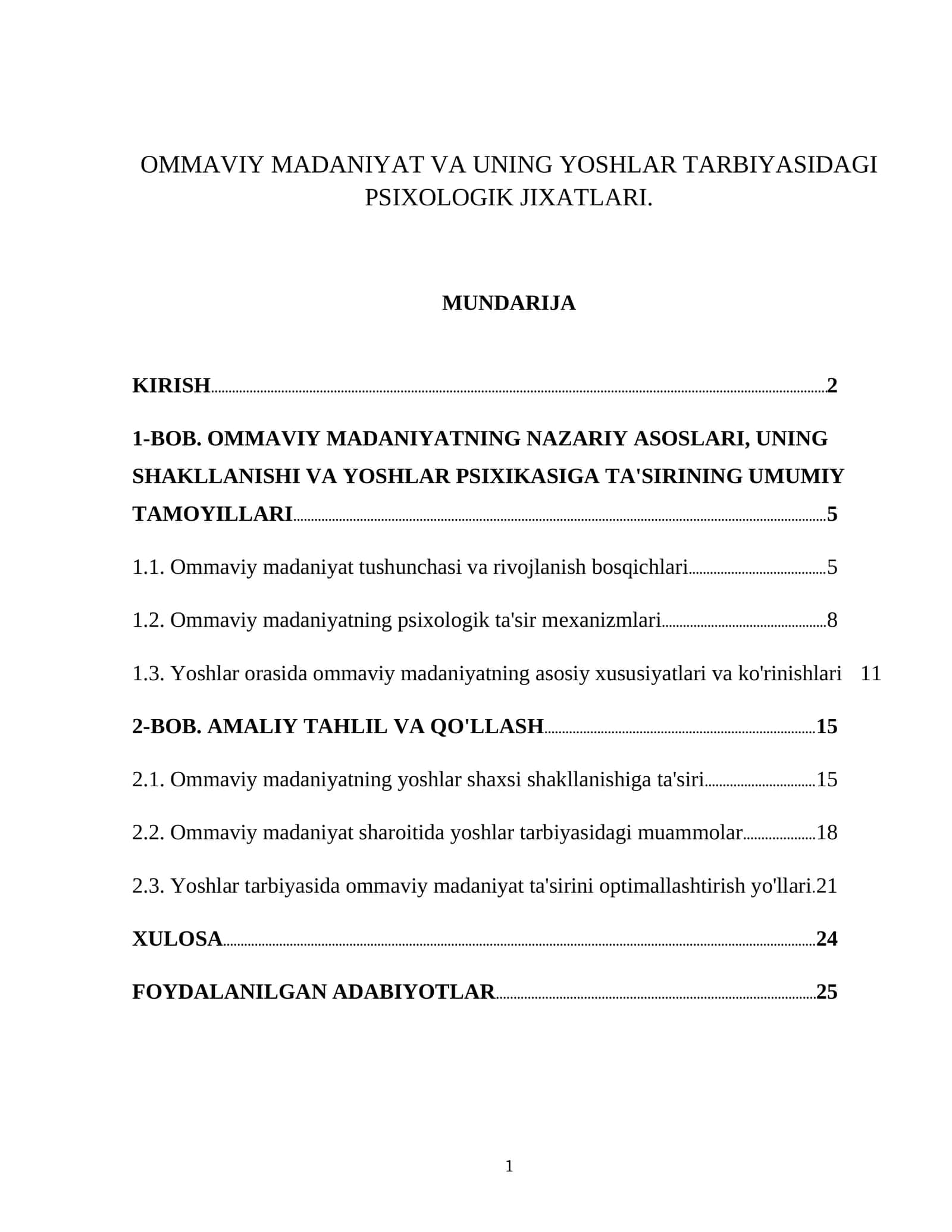 OMMAVIY MADANIYAT VA UNING YOSHLAR TARBIYASIDAGI PSIXOLOGIK JIXATLARI 1