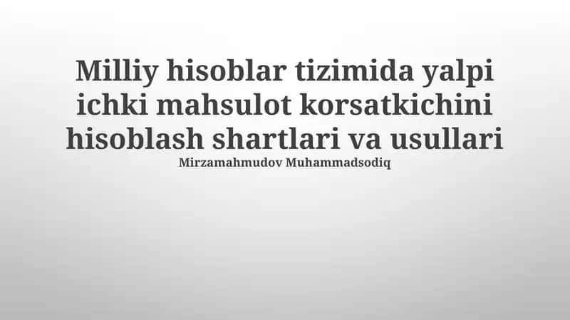 YaIMni Hisoblash Metodlari 1