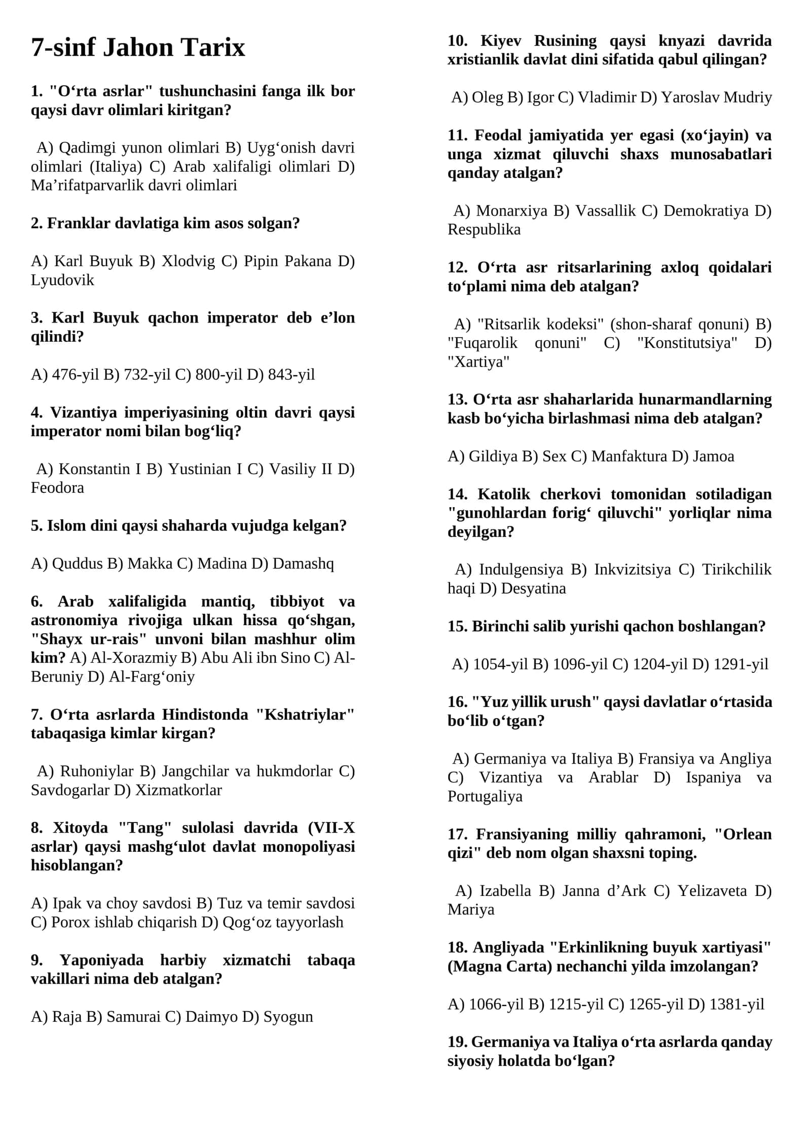 7-sinf Jahon Tarix 1