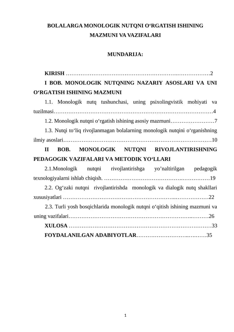 Monologik Nutqni O‘rgatish 1