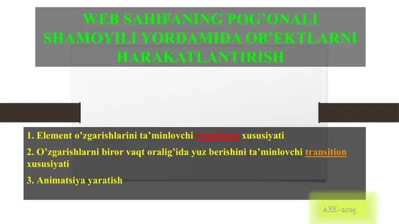 WEB SAHIFANING POG’ONALI SHAMOYILI YORDAMIDA OB’EKTLARNI HARAKATLANTIRISH 1