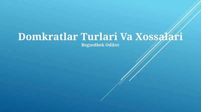 Domkratlar Turlari Va Xossalari 1
