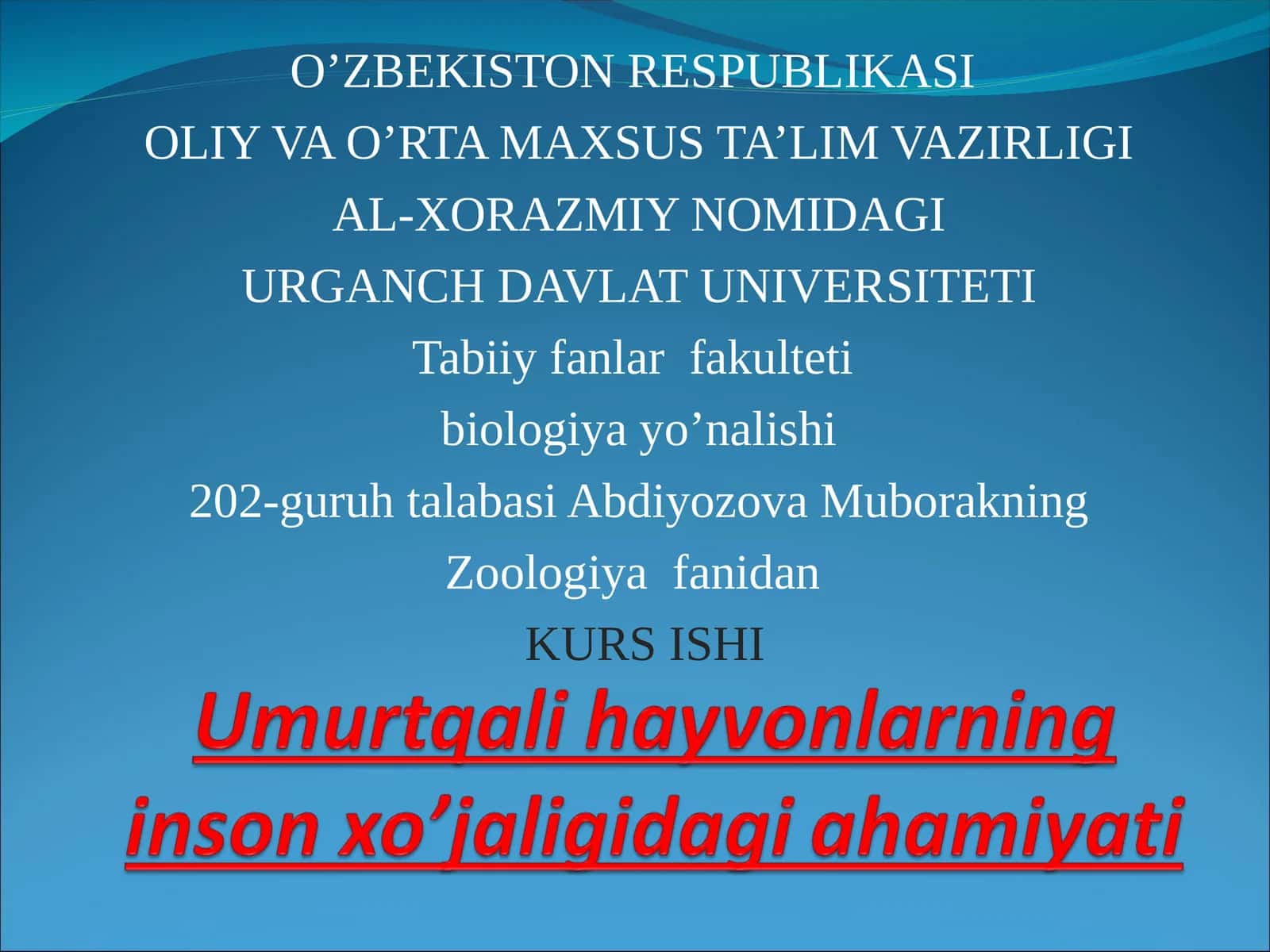 Zoologiya fani Kurs ishi 1