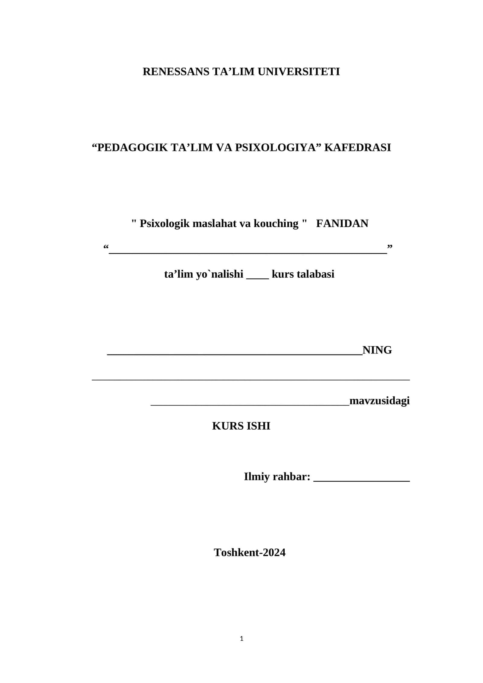 "Psixologik maslahat va kouching" 1