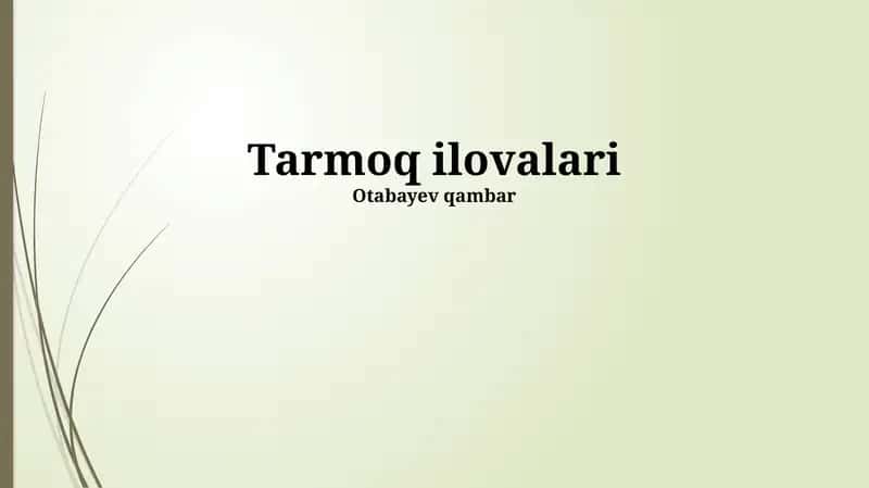 Tarmoq ilovalari 1