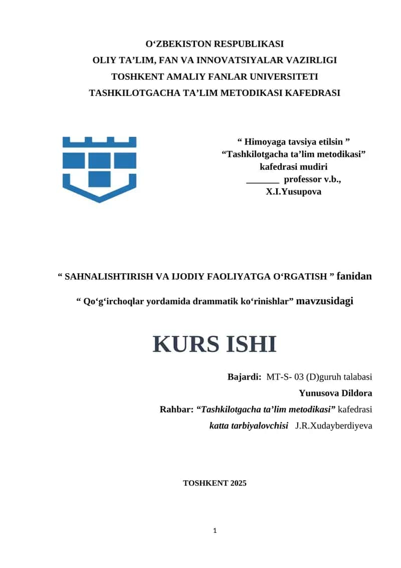 Qoʻgʻirchoqlar yordamida drammatik koʻrinishlar. 1