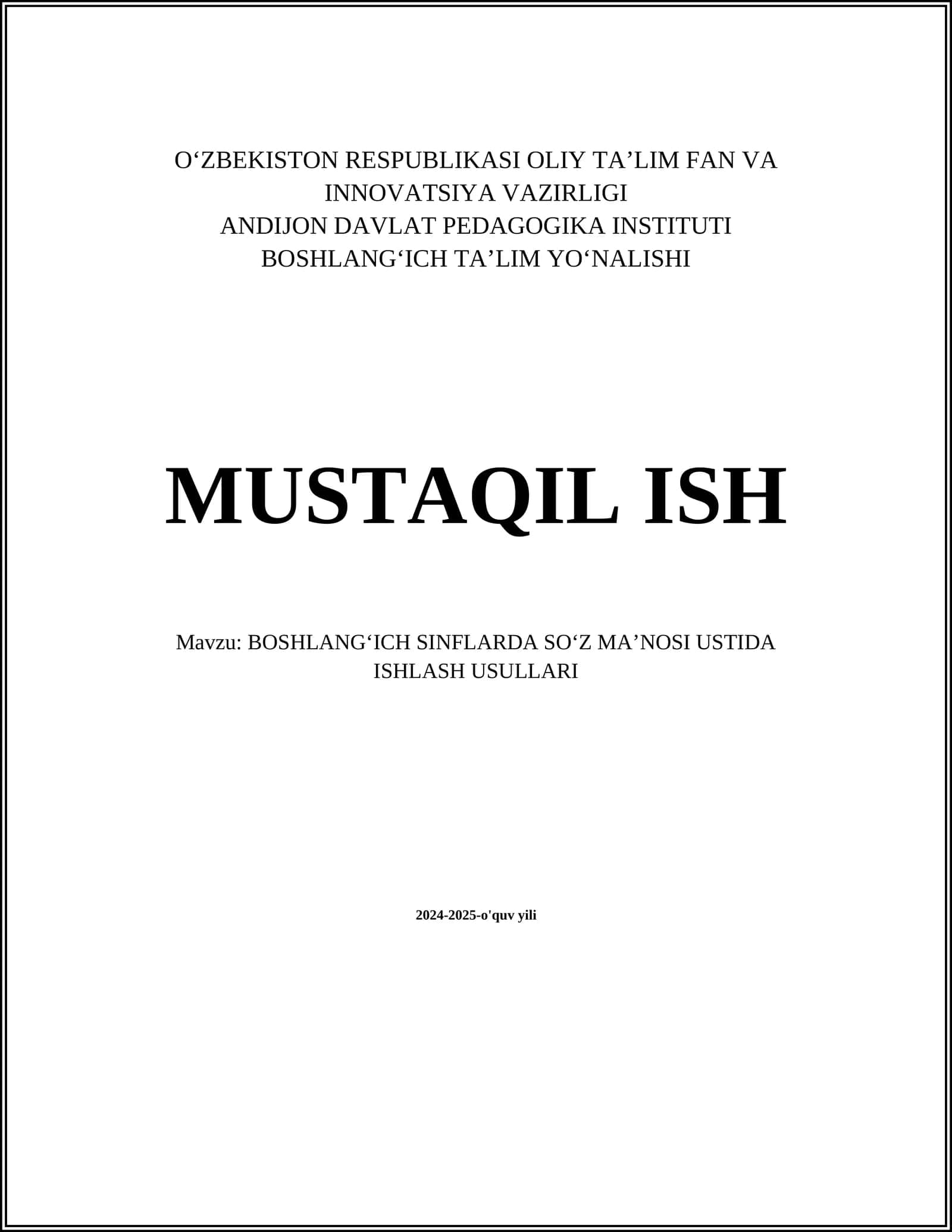 BOSHLANGʻICH SINFLARDA SOʻZ MAʼNOSI USTIDA ISHLASH USULLARI 1