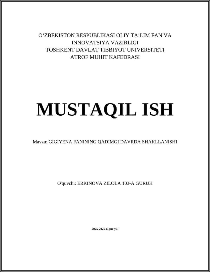 GIGIYENA FANINING QADIMGI DAVRDA SHAKLLANISHI 1