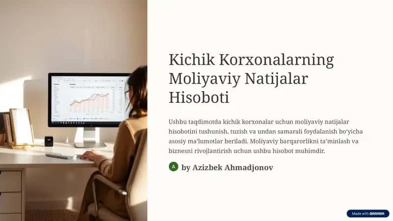 Kichik Korxonalarning Moliyaviy Natijalar Hisoboti 1