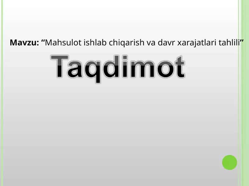Mahsulot ishlab chiqarish va davr xarajatlari tahlili 1