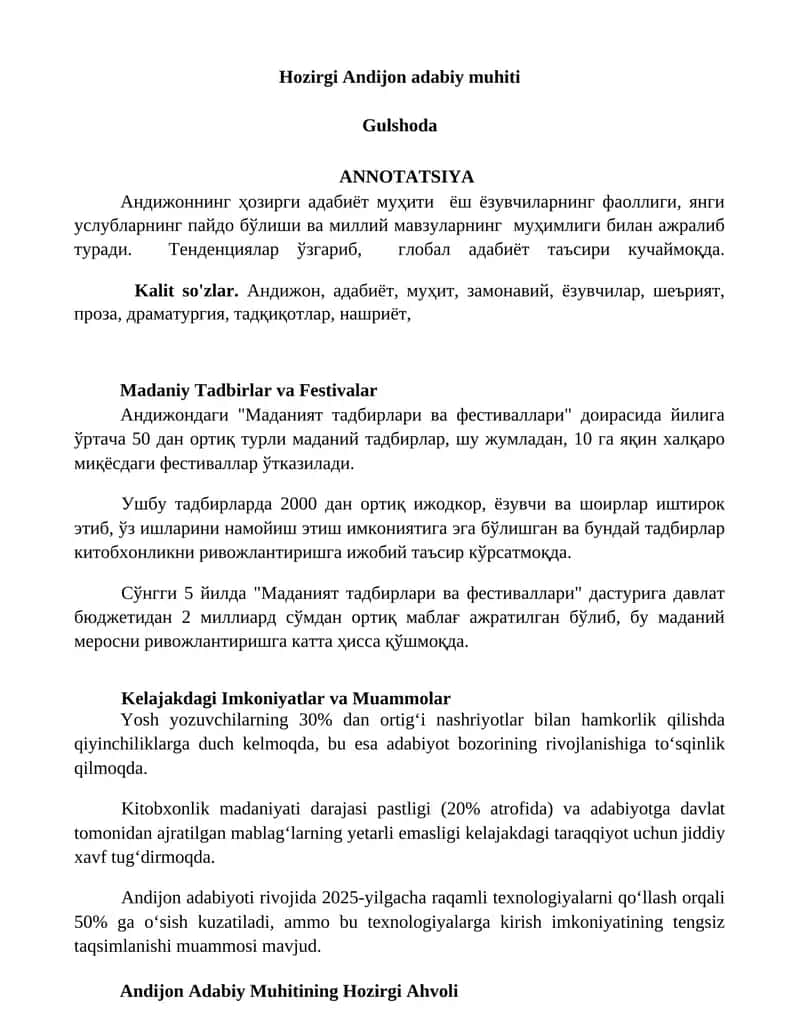 Hozirgi Andijon adabiy muhiti 1