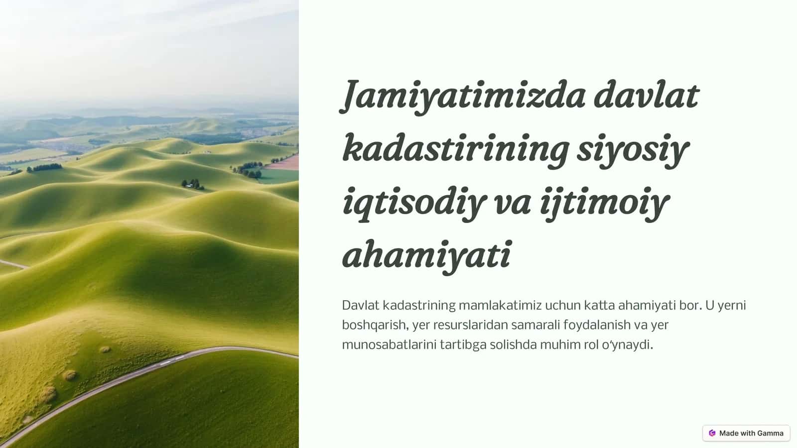 Jamiyatimizda Davlat Kadastrining Siyosiy-Iqtisodiy Vaijtimoiy Ahamiyati 1