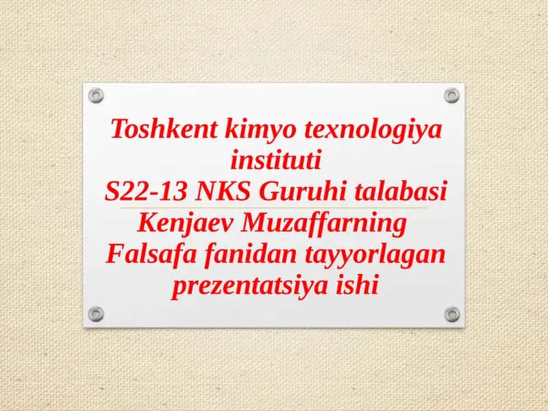 Falsafa fanida tayyorlagan prezentatsiya 1
