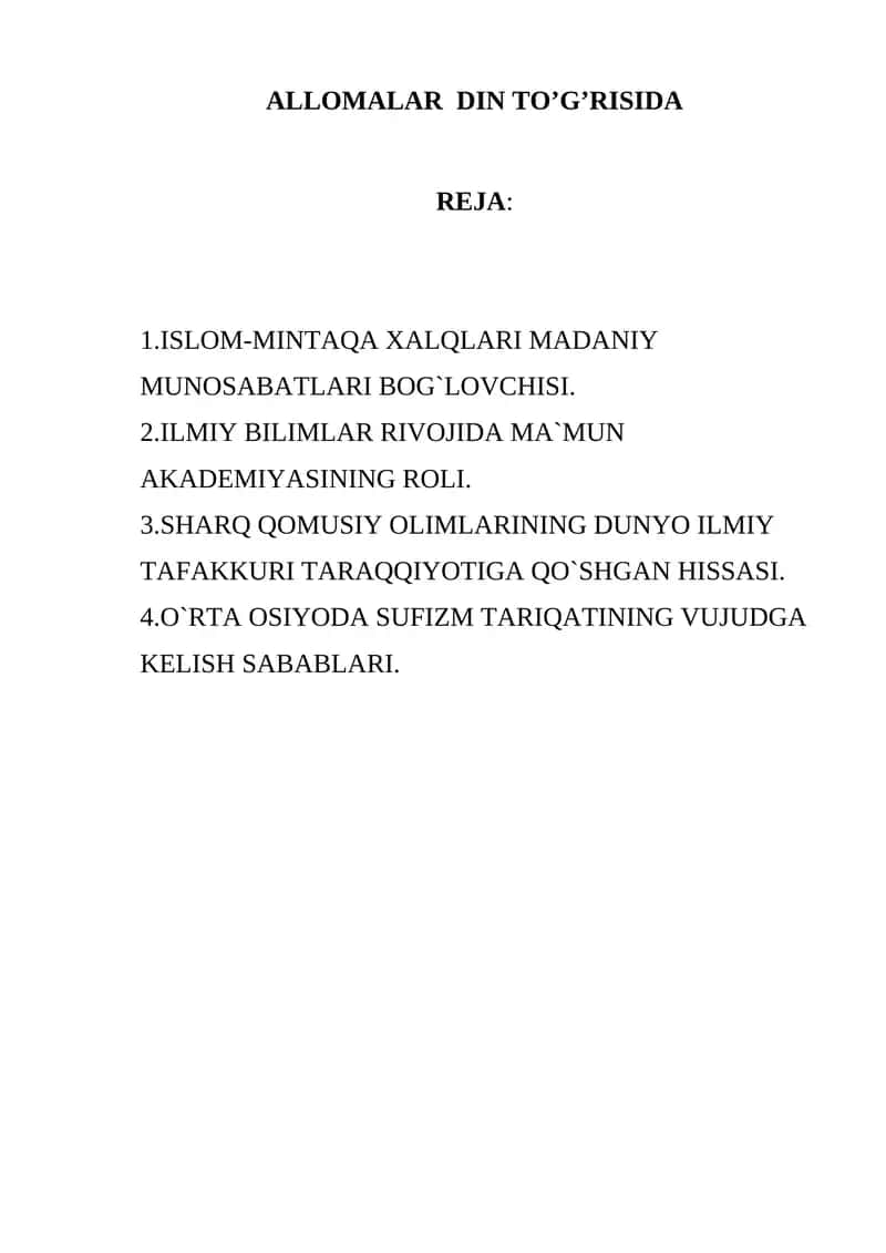 ALLOMALAR DIN TO’G’RISIDA 1