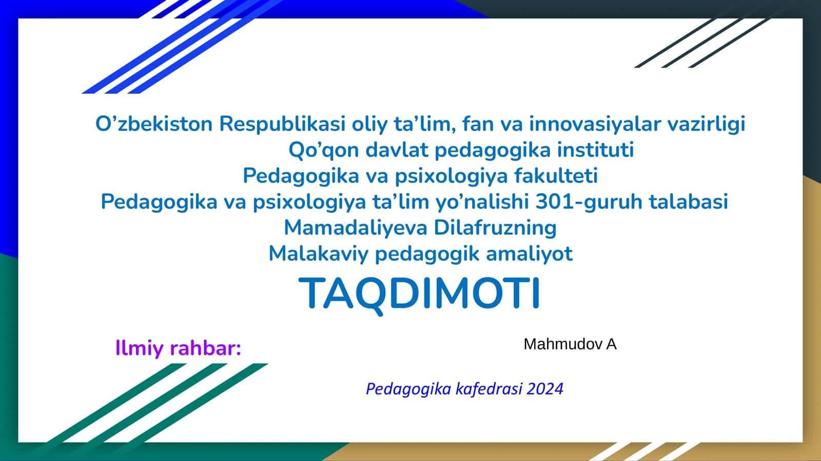 Malakaviy pedagogik amaliyot 1