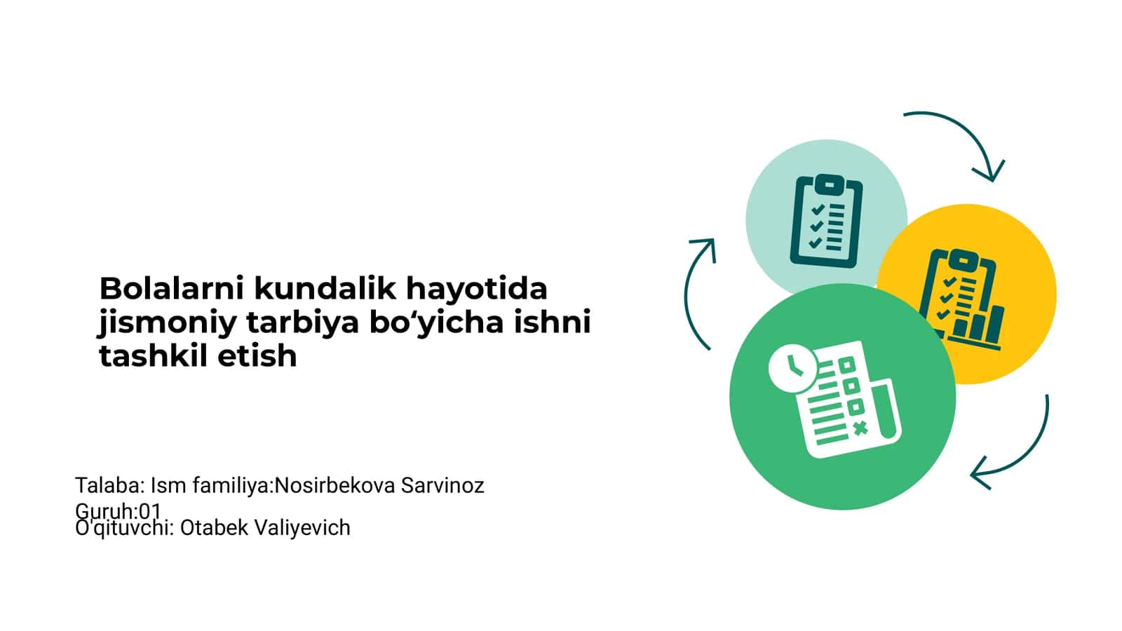 Bolalarni kundalik hayotida jismoniy tarbiya boʻyicha ishni tashkil etish 1