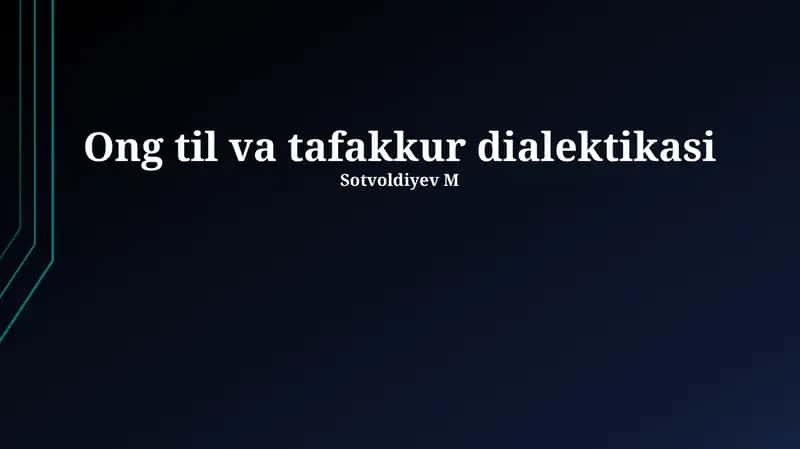 Ong til va tafakkur dialektikasi 1