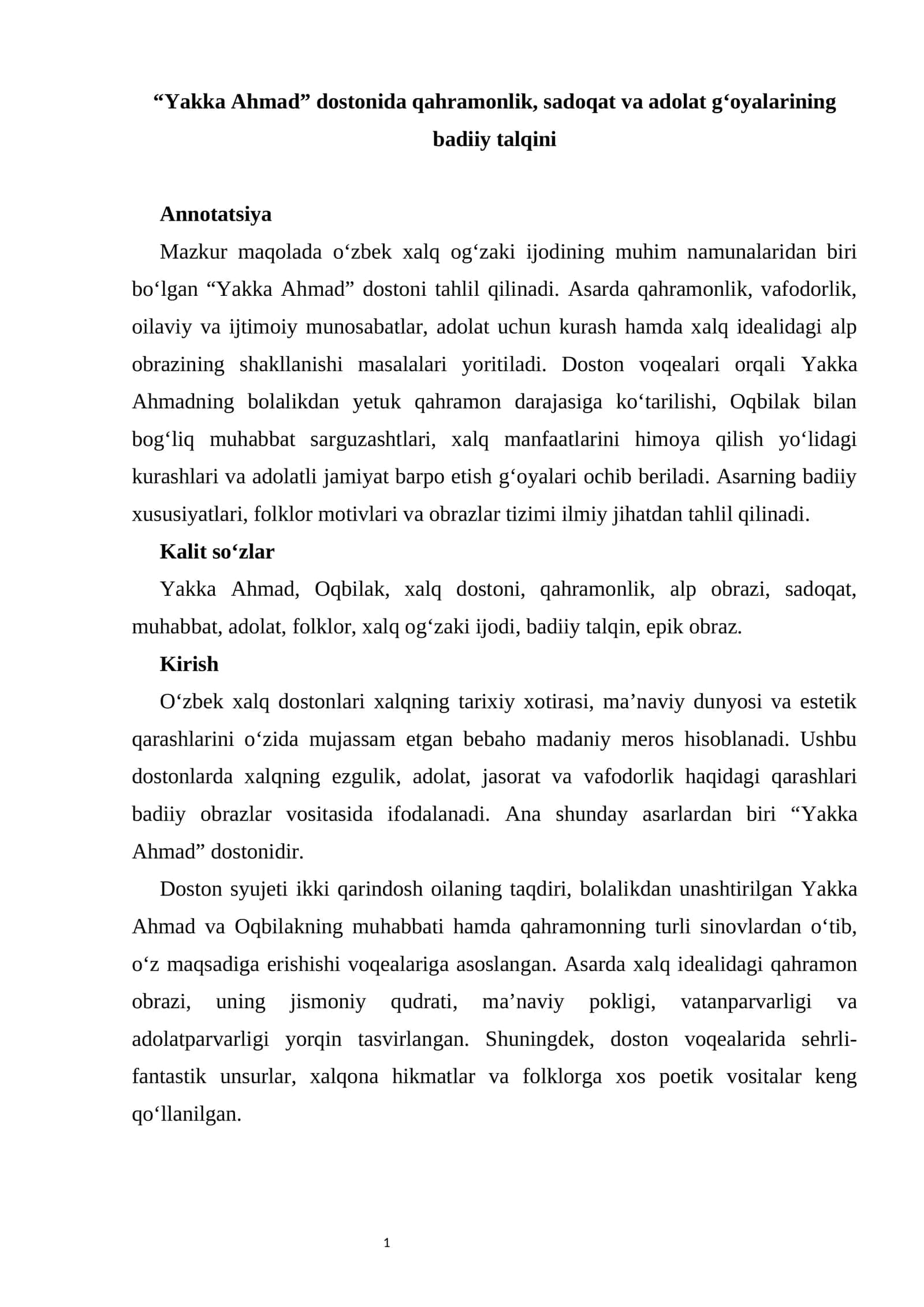 Yakka Ahmad dostoni 1