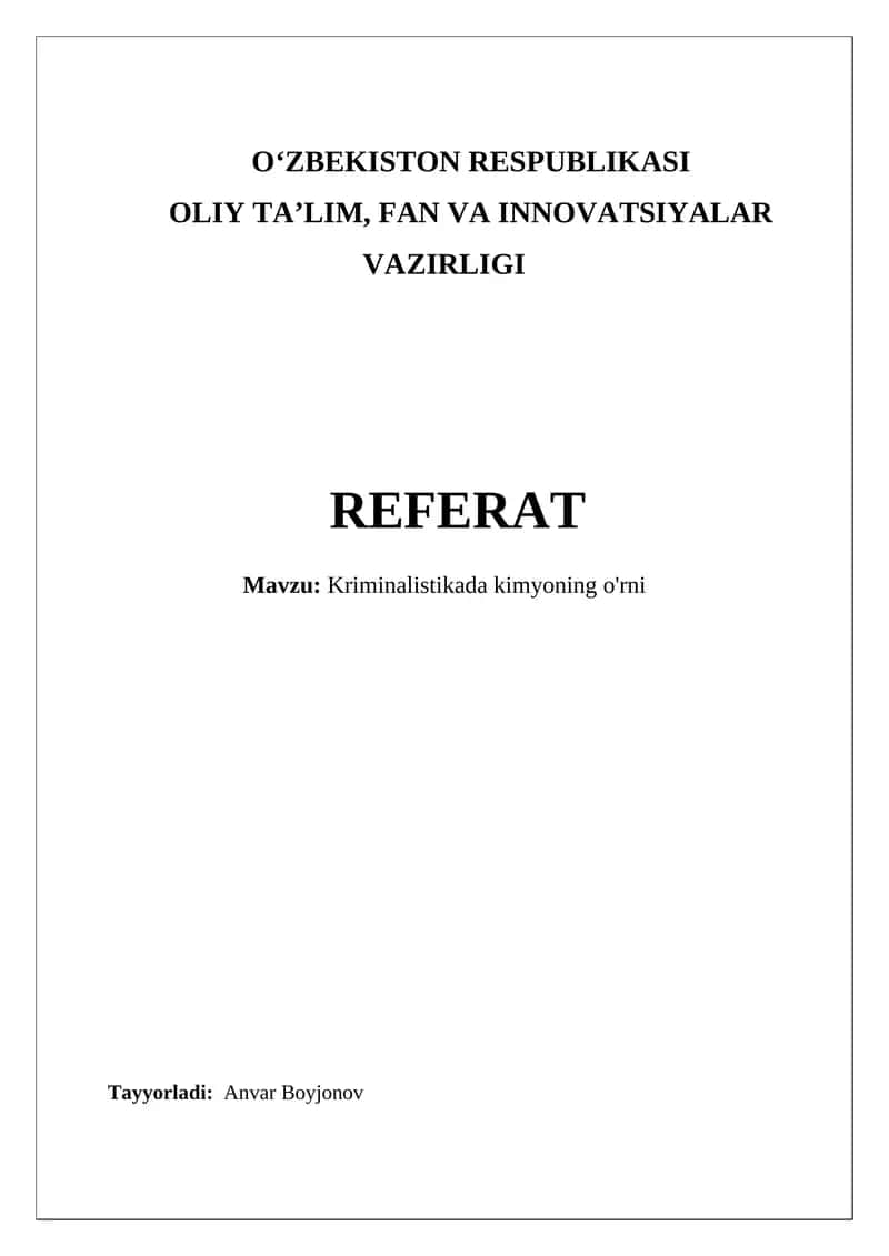 Kriminalistikada kimyoning o'rni 1