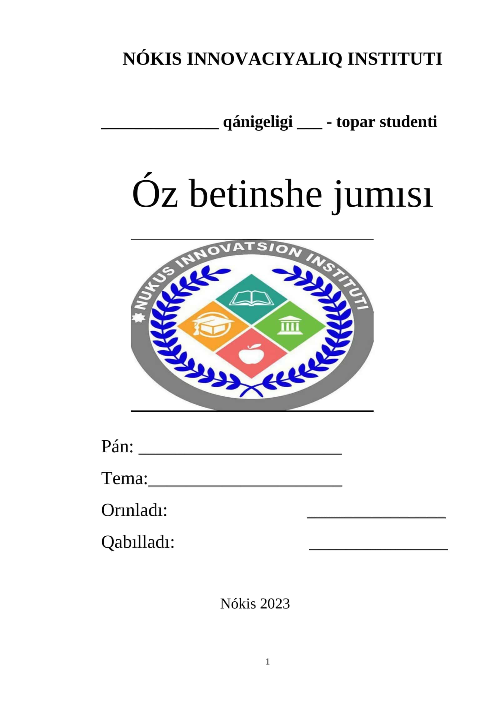 Avtomatlastirilgan jumis orinlariniń principlerı, gruppalanıwı hám qásiyetleri 1