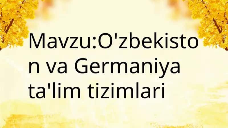 O'zbekiston va Germaniya ta'lim tizimlari 1